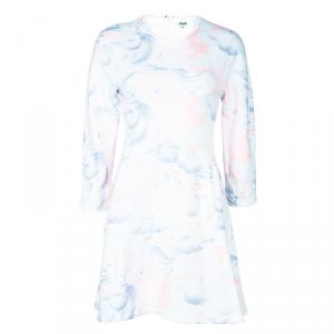 Pre Owned Kenzo White Multicolor Watercolor Sweater Dress M