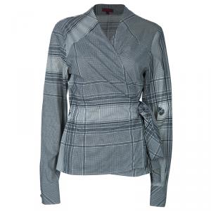 Pre Owned Kenzo Black and White Wrap Top XL