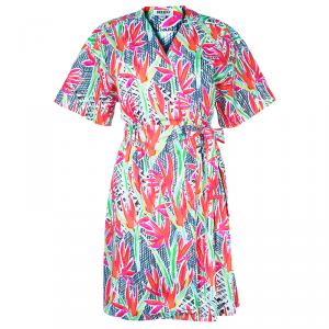 Pre Owned Kenzo Multicolor Print Wrap Tie Dress S