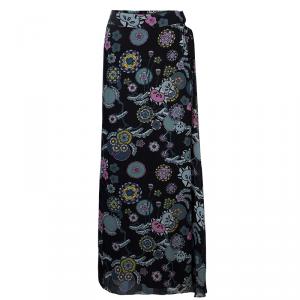 Pre Owned KENZO Black Floral Maxi Skirt M