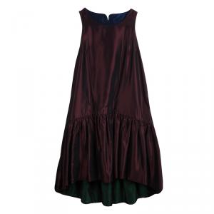 Pre Owned Kenzo Burgundy Two Tone Sleeveless Dress S