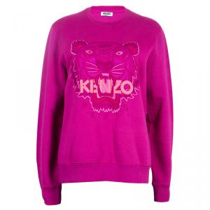 Pre Owned Kenzo Pink Embroidered Tiger Motif Sweatshirt M
