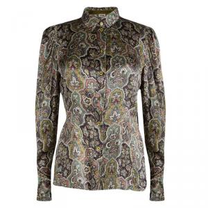 Pre Owned Kenzo Pastel Multicolor Floral Print Silk Shirt M