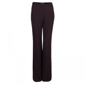 Pre Owned Lanvin Burgundy Wide Leg Silk Trousers M