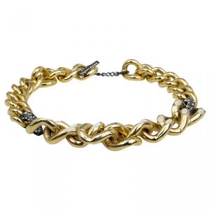 Lanvin Embellished Curb Gold Tone Chain Necklace