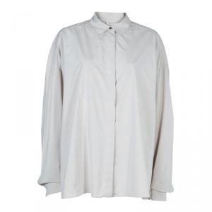 Pre Owned Lanvin Pale Grey Long Sleeve Button Down Oversized Shirt M