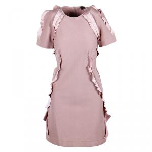 Pre Owned Lanvin Dusky Pink Ruffle Trim Dress S