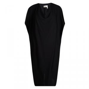 Pre Owned Lanvin Black Silk Oversized Draped Midi Dress S