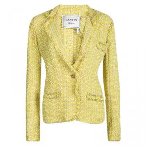 Lanvin Yellow Textured Fringed Edge Jacket M