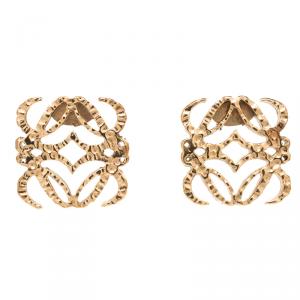 Loewe Anagram Gold Tone Stud Earrings