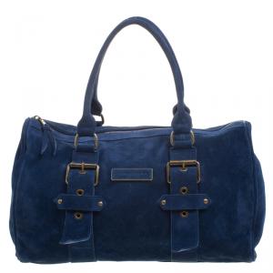 Longchamp Blue Suede Satchel