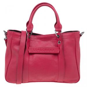 Longchamp Red Leather Small 3D Tote
