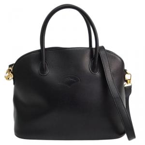 Longchamp Black Leather Au Sultan Dome Satchel