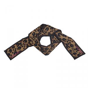 مملوكة مسبقًا Louis Vuitton Brown Leopard Silk Bandeau