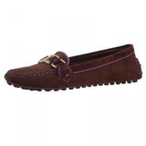 Pre Owned Louis Vuitton Two Tone Suede Oxford Loafers Size 39.5