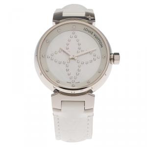 Louis Vuitton Mother of Pearl Stainless Steel Tambour Women's Wristwatch 34MM