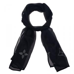 Pre Owned Louis Vuitton Black Monogram Glitter Silk Stole