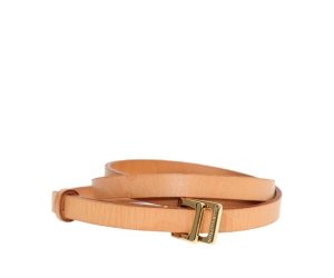 Pre Owned Louis Vuitton Beige Leather Skinny Belt 85 CM