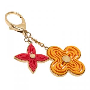 Pre Owned Louis Vuitton Pink and Orange  Resin Naif Key Holder 
