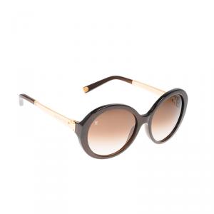 Pre Owned Louis Vuitton Brown Glitter Petit Soupcon Round Sunglasses