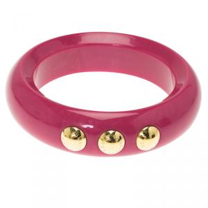 Louis Vuitton Pink Resin Gold Tone Stud Bangle Size 20