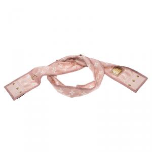 Pre Owned Louis Vuitton Pink Monogram Denim Print Silk Bandeau