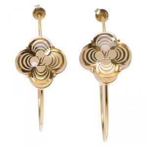 Pre Owned Louis Vuitton A la Folie Gold Tone Hoop Earrings