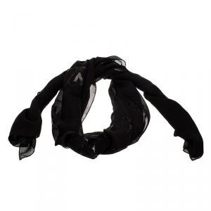 Pre Owned وشاح لوي فيتون نقش مونوغرامي حرير أسود براق