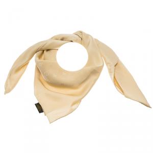 Pre Owned Louis Vuitton Cream Monogram Silk Monaco Square Scarf