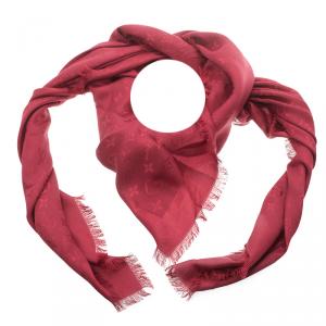 Pre Owned Louis Vuitton Red Monogram Shine Shawl