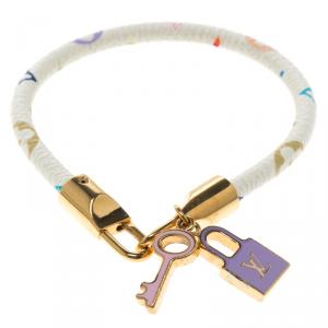 Pre Owned Louis Vuitton Luck It Multicolor Monogram Gold Tone Charm Bracelet 17cm