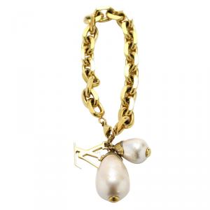 Louis Vuitton Gold-Tone Damier Perle Bracelet 18CM