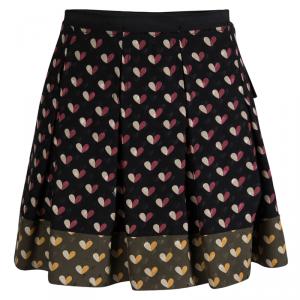 Louis Vuitton Multicolor Heart Printed Silk Pleated Mini Skirt S