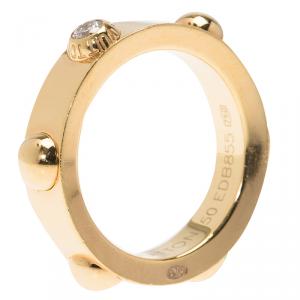 Louis Vuitton Clous Diamond Yellow Gold Ring Size 50