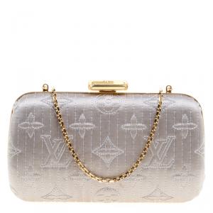 Pre Owned حقيبة كلاتش لوي فيتون مينوديار موتارد إصدار محدود ساتان مونوغرامي رصاصية ميتالك