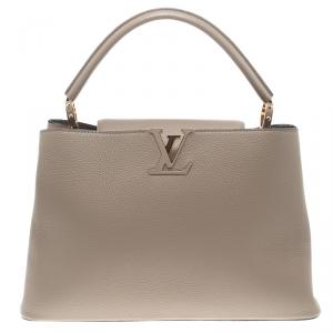 مملوكة مسبقًا Louis Vuitton Beige Taurillon Leather Capucines MM Bag