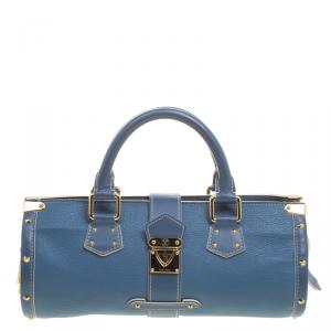 Pre Owned Louis Vuitton Blue Suhali Leather L'Epanoui PM Bag