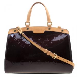 Pre Owned Louis Vuitton Amarante Monogram Vernis Brea MM Bag