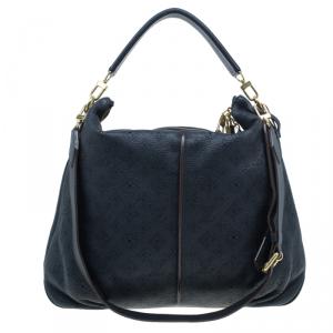 Pre Owned Louis Vuitton Black Monogram Mahina Leather Selene MM