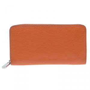 Pre Owned Louis Vuitton Orange Epi Leather Zippy Wallet 