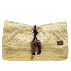 Pre Owned حقيبة كلتش لوي فيتون لايملايت أفريكان كوين إصدارة محدودة قماش مونوغرامي مقوى ذهبية