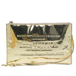 Pre Owned Louis Vuitton Gold Mirror Inventeur  Wristlet Pochette 
