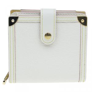 مملوكة مسبقًا Louis Vuitton White Leather Suhali Compact Wallet