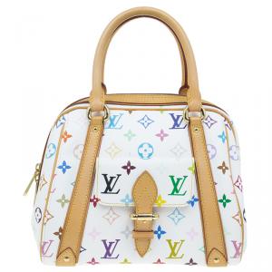 Louis Vuitton White Monogram Multicolor Canvas Priscilla Satchel Bag