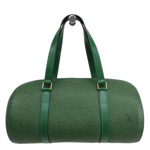 Pre Owned Louis Vuitton Borneo Green Epi Leather Soufflot Bag