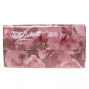 مملوكة مسبقًا Louis Vuitton Rose Velours Monogram Vernis Ikat Limited Edition Sarah Wallet