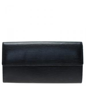 Pre Owned محفظة كونتينيتال لوي فيتون ساره جلد أيبي أسود