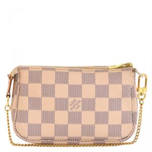 Pre Owned Louis Vuitton Damier Azur Canvas Mini Pochette Accessories Bag