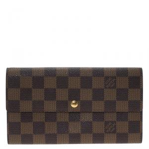 Pre Owned Louis Vuitton Damier Ebene Sarah Wallet