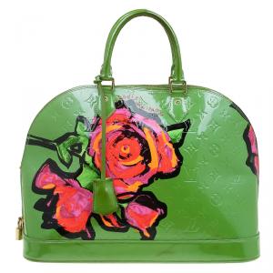 مملوكة مسبقًا Louis Vuitton Green Monogram Vernis Limited Edition Stephen Sprouse Roses Alma GM Bag